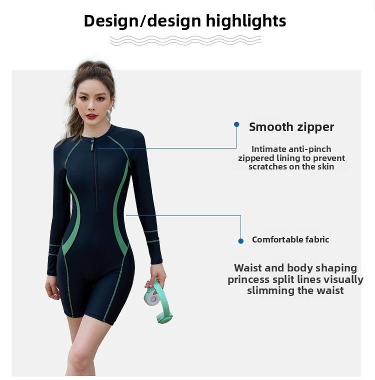 Einteiliger Badeanzug für Damen, konservativ, 2025, neu, langärmelig, Sonnenschutz, Surfen, Schwimmbad, speziell für heiße Quellen_voghion.com