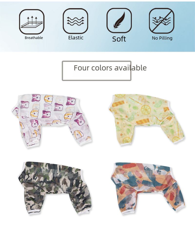 Spring and Autumn Summer Mesh Print Labrador Dog Golden Retriever Medium and Large Dog Four-Legged Cross-Border Pet Dog Clothes_voghion.com