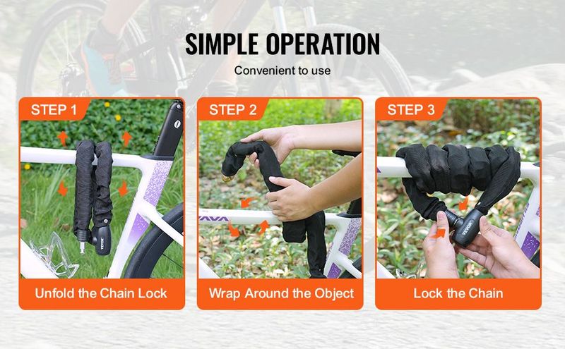 VEVOR Bike Chain Lock 5.91FT Heavy Duty Bike Lock Anti-Theft Bicycle Chain Lock 10mm Thicker Bicycle Lock Chain With 4 Keys For E-Bike, Motorcycle_voghion.com