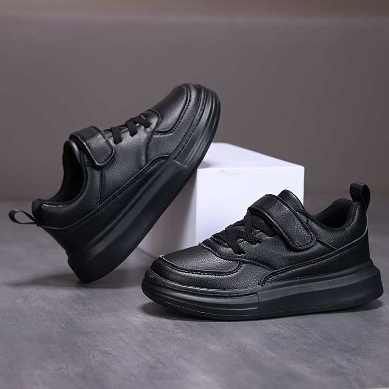 Boy's Solid Skate Shoes, Lace Up Comfy Non Slip Stree Style Sneakers For All Seasons Outdoor Workout Activities_voghion.com