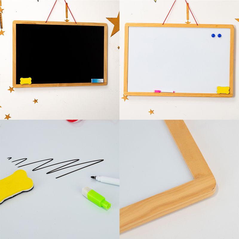 Pizarra pequeña de madera con leche, té, cafetería, escritura, pintura, mensaje colgante, tablero magnético en blanco y negro, decoración del hogar, tablero de dibujo_voghion.com