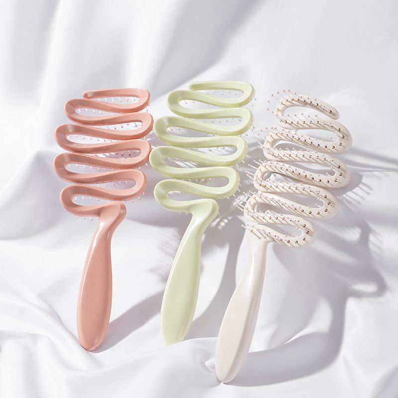 Pine Cone Shape Smooth Hair For Women Appearance Head Massage Fluffy High Crown Hollow Rib Comb_voghion.com