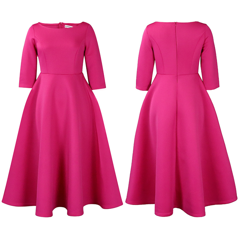 Women's solid color large swing skirt temperament evening dress skirt_voghion.com