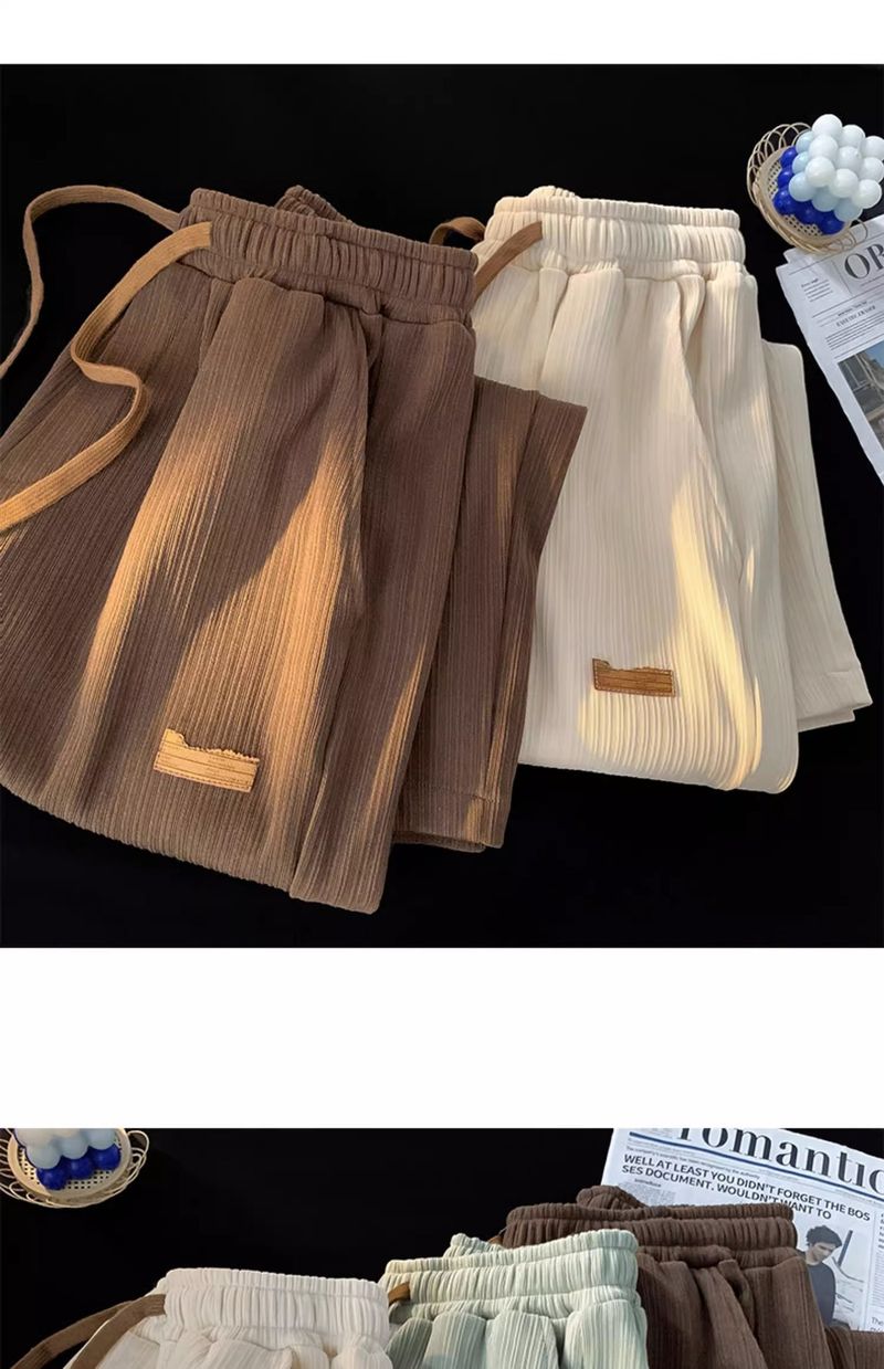 Pantaloni a gamba larga drappeggiati larghi e traspiranti lunghi estivi nuovi casuali di seta di ghiaccio ad asciugatura rapida da uomo_voghion.com