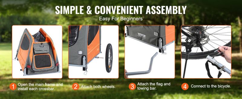 VEVOR Dog Bike Trailer, Supports up to 66 lbs, Pet Cart Bicycle Carrier, Easy Folding Frame with Quick Release Wheels, Universal Bicycle Coupler, Refl_voghion.com