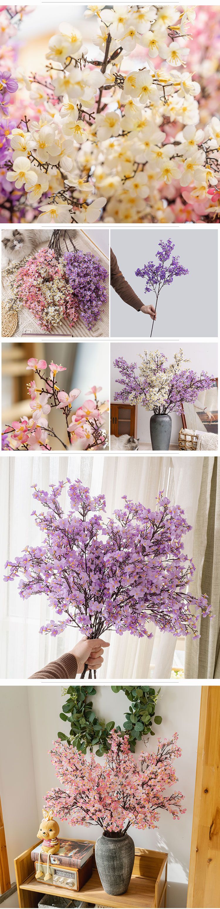 Suministros para fiestas Linterna de nieve Lane Montaña Flores de melocotón Flores artificiales Decoración del hogar_voghion.com