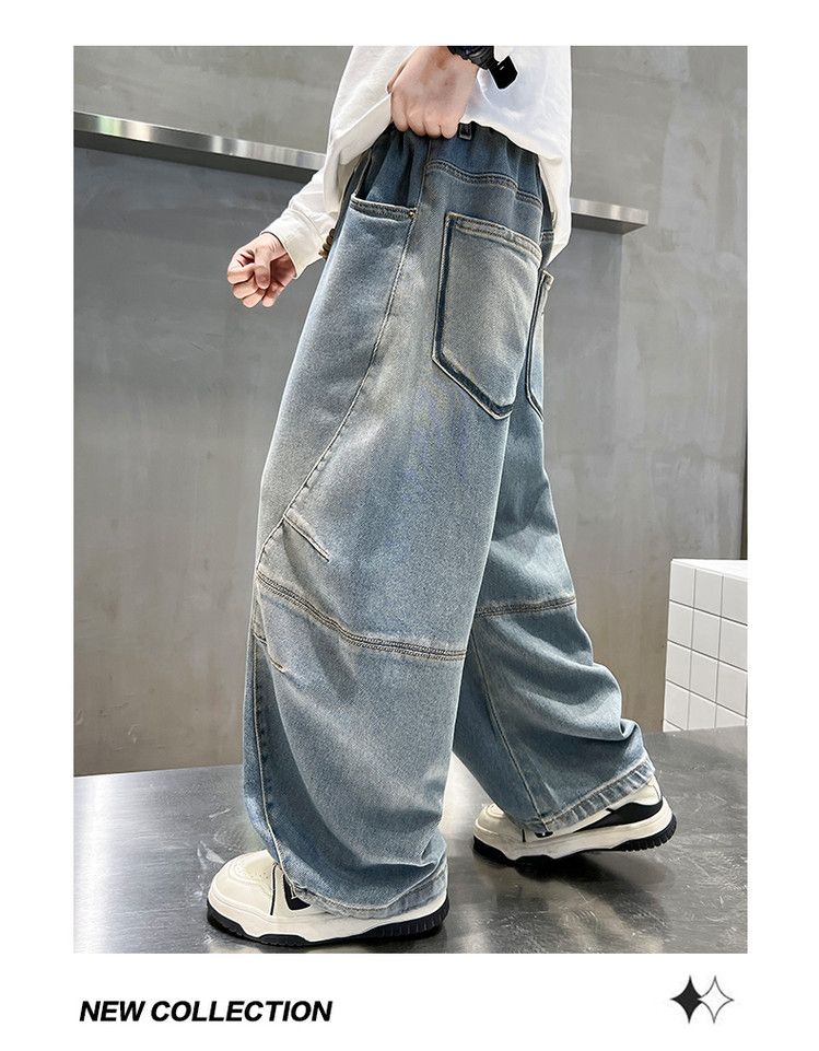 Jeans elasticizzati in denim per bambine con orlo grezzo di Mother & Kids - Comodi ed eleganti per bambine dai 3 agli 8 anni (120-170 cm) Jeans elasticizzati in denim per bambine con orlo grezzo_voghion.com