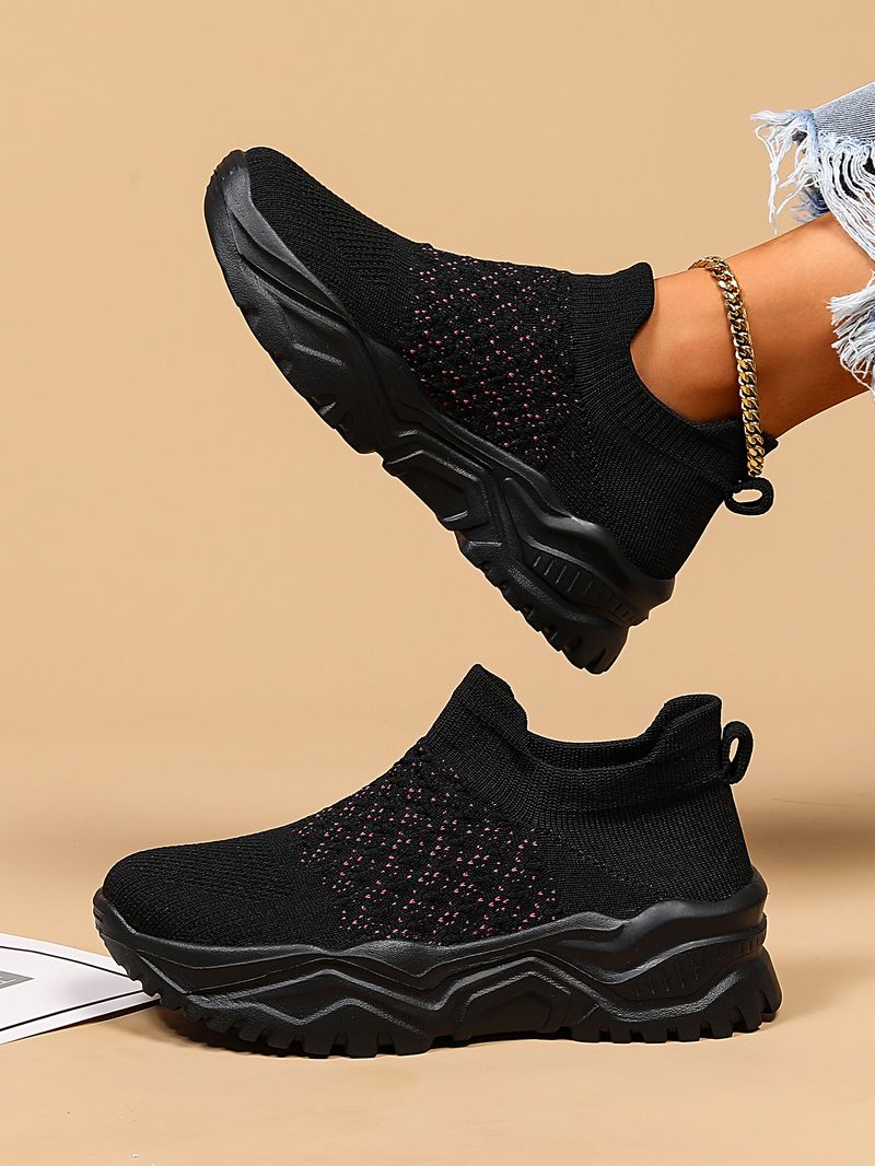 Atmungsaktive Socken-Sneakers für Damen in Übergröße, zum Reinschlüpfen, für faule Schuhe_voghion.com