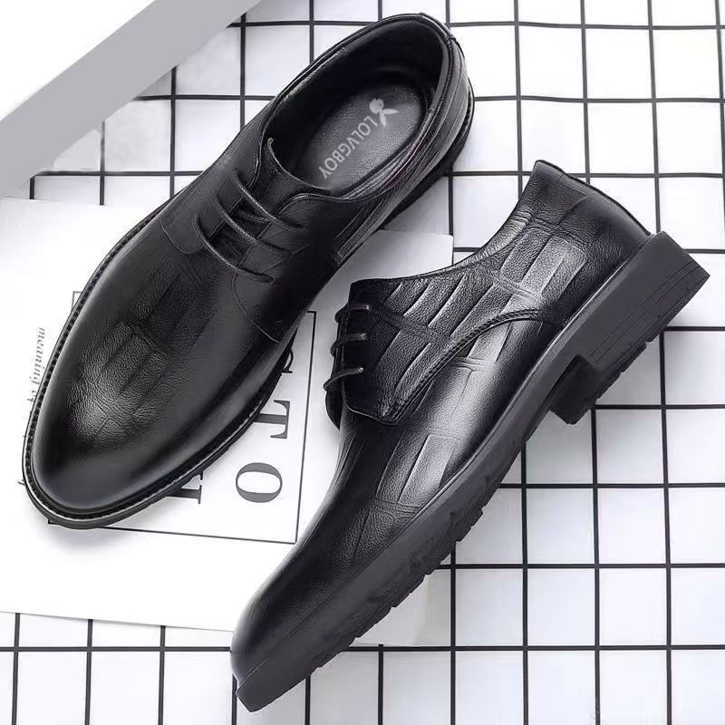 2025 Summer New Spring And Autumn British Style Business Formal Leather For Men With Hidden Wedge, Casual Versatile_voghion.com