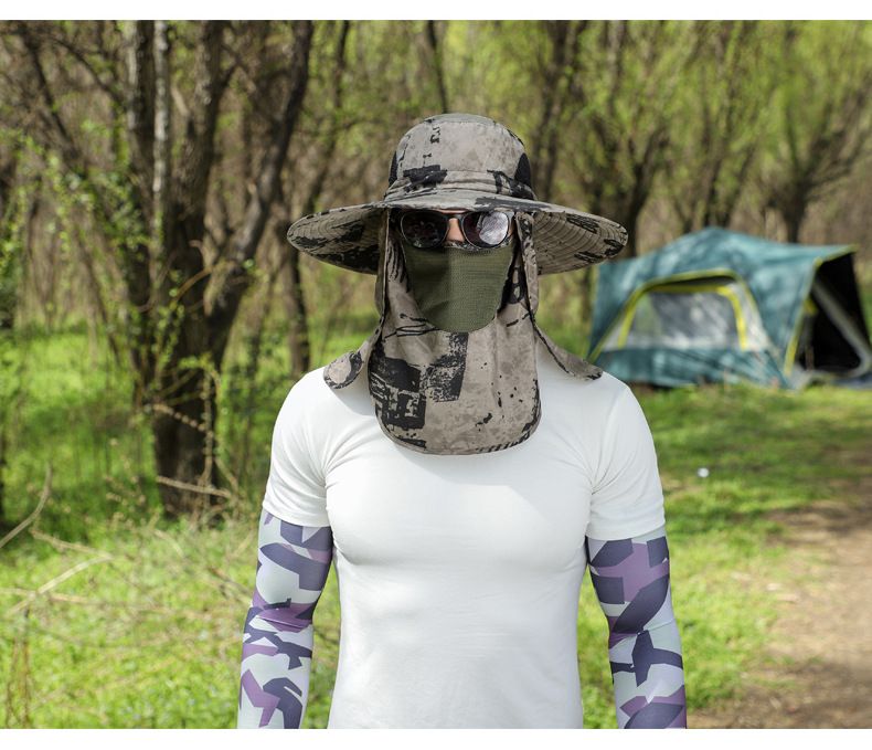 Men's Camo Sun Hat With Face Mask & Neck Cover - UPF 50+ UV Protection For Hiking & Fishing (Summer Outdoor Essential)_voghion.com