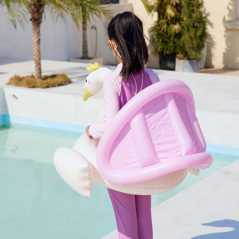 Pool & Tilbehør Swan Baby Float Med Baldakin Beige Spædbarnssæde Til 6-24 Måneder_voghion.com