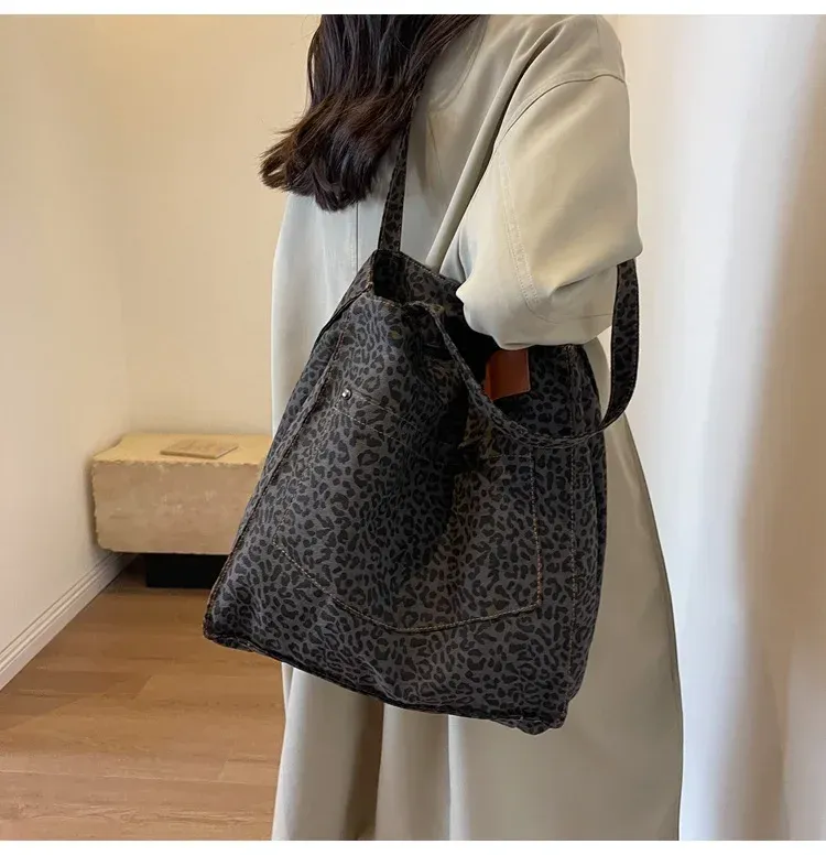 Leopard Design 2023 Shopper di moda coreana Grandi borse per la spesa per donna Borsa a tracolla per ragazza di grande capacità_voghion.com