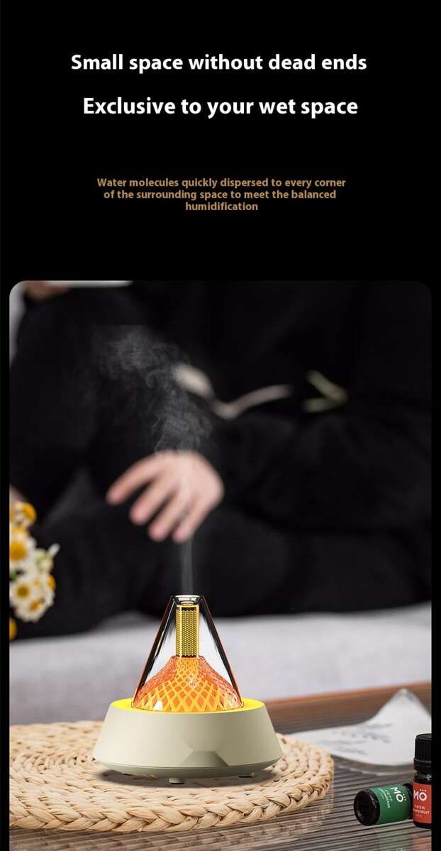 Farbenfrohes RYYD Neues funkelndes simuliertes Kerzenlicht M, leiser Desktop-Luftbefeuchter für zu Hause, Aromatherapie mit ätherischen Ölen M,_voghion.com