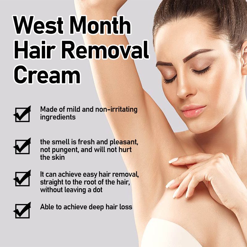 Crema pentru îndepărtarea părului de corp West&Month Îndepărtează ușor părul de pe buzele axilelor de pe tot corpul, fără a irita părul neted_voghion.com