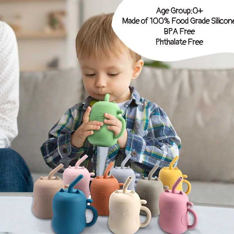 1 peça de canudo de silicone para bebês, copo portátil sem BPA para armazenamento, recipiente para lanche, copo de alimentação, copo à prova de vazamento para crianças, copo de bebida para aprendizagem_voghion.com