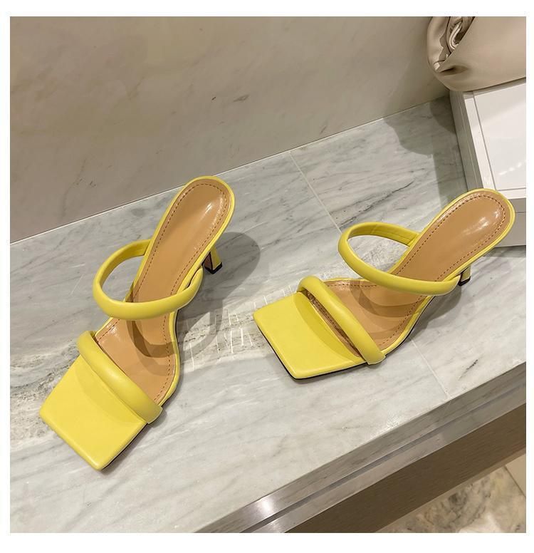 New French Style Versatile Square Toe With Exposed Toes Slim Heels For The Summer Of 2025, Featuring A Straight Strap_voghion.com