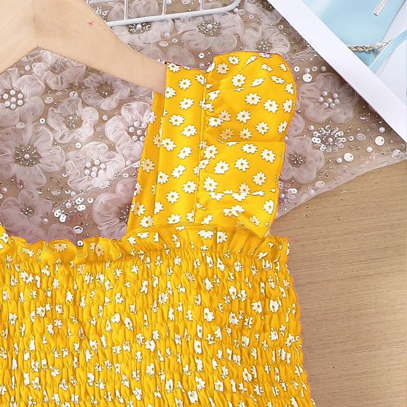 Nouveau Vacances d'été vent Lotus feuille bord petite fleur fragmentée sangle suspendue Dre pour les enfants du collège et_voghion.com