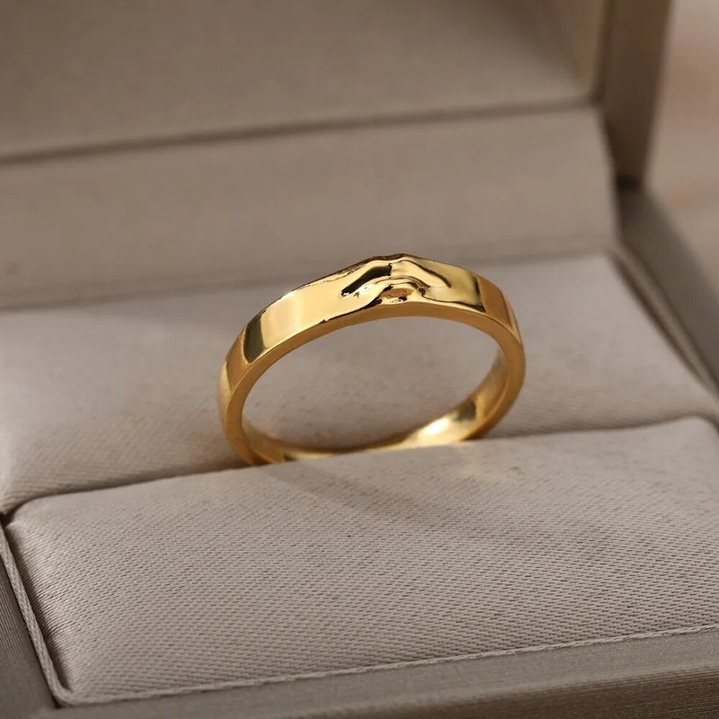 Anillos de ojo de David listos para usar para mujer, de acero inoxidable, chapados en oro, estilo vintage, juego de anillos apilables para los dedos, joyería emo hecha a mano_voghion.com