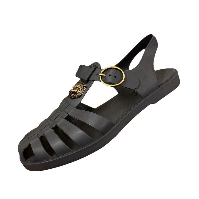 Unbeatable Quality Pig Cage Shoes, Summer New Hollow Woven Serrated Leather Thick Sole Slippers, Women's Bag Top Roman Sandals_voghion.com