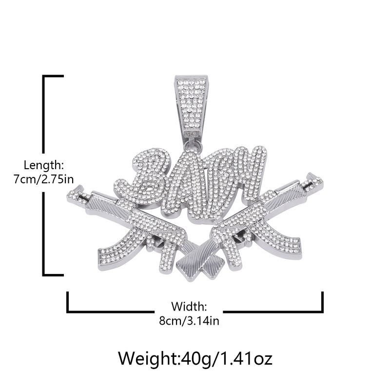 Collana unisex in lega per uomo e donna con ciondolo a forma di pistola "Baby", stile hip hop, moda rap, tendenza di strada, con diamanti._voghion.com