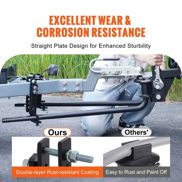 VEVOR Weight Distribution Hitch, 1,000 Lbs Weight Distributing Hitches Kit With Sway Control For Trailer, 2-In Solid Steel Shank, 2-5/16 In Alloy St_voghion.com
