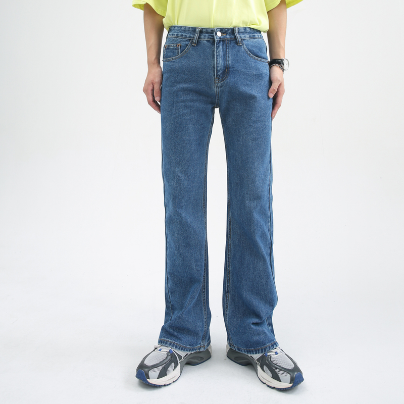 Showing Long Legs, Multi-colored Jeans, Showing Thin Wide Legs, Slightly Pulled, Washed Straight Men_voghion.com