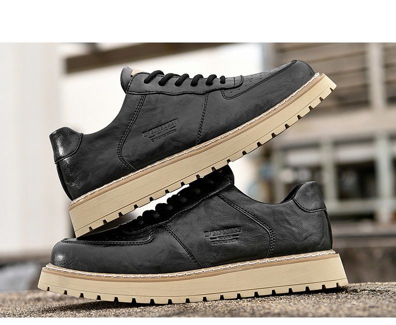 New Thick-Soled Casual Leather Men's Wear-Resistant Height-Increasing Low-Top Outdoor Work Shoes 1_voghion.com