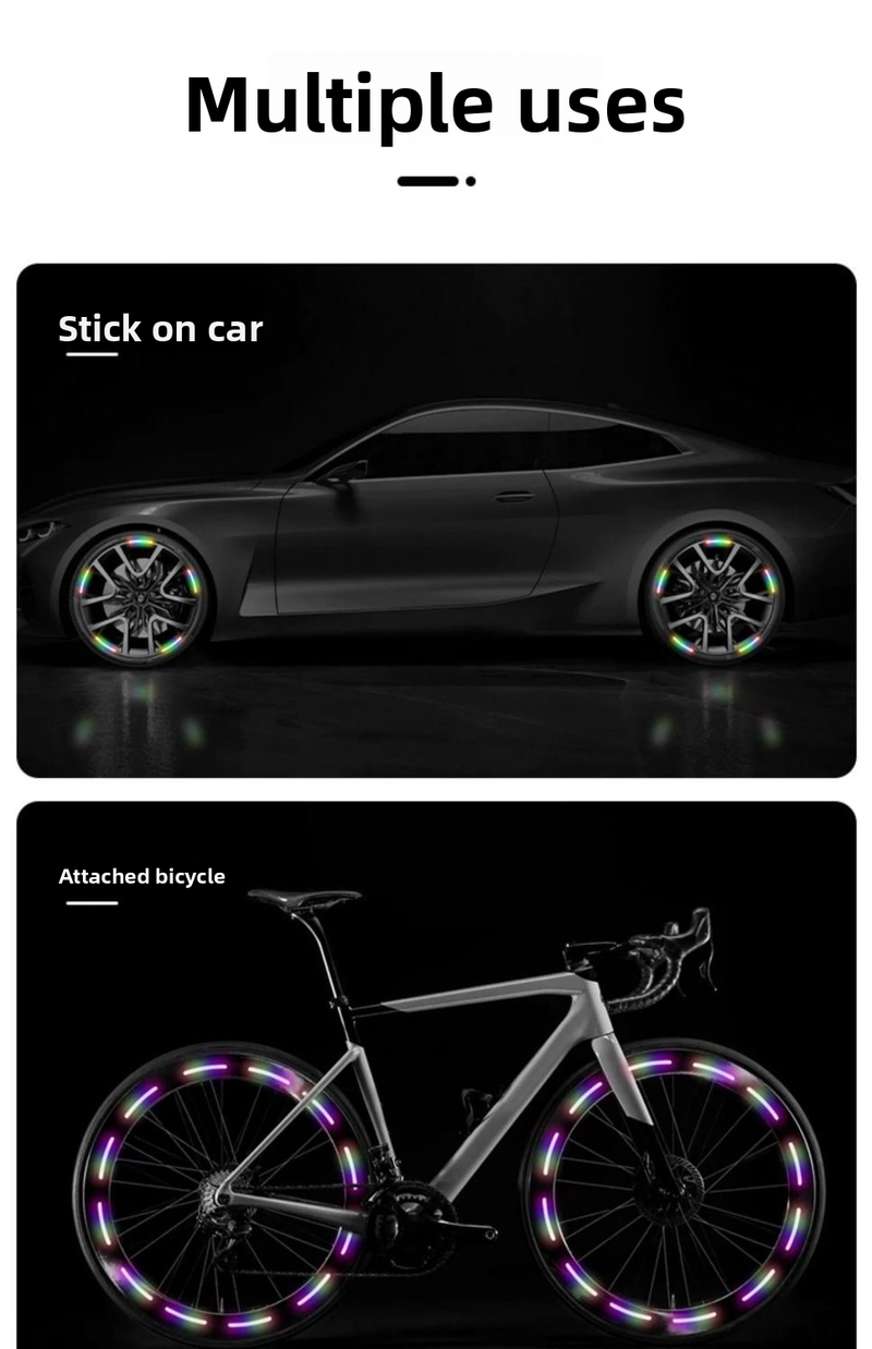 Vélos, motos, voitures, véhicules électriques, moyeu de roue réfléchissant, avertissement nocturne, décoratif personnalisé_voghion.com