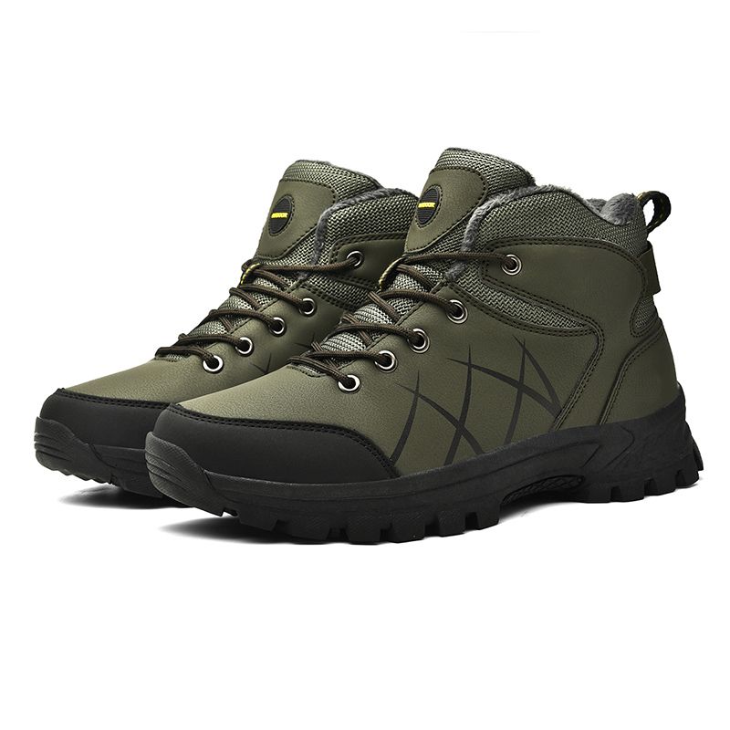 Winter Herrenstiefel High Top Wanderschuhe Warme Plüsch Stiefeletten Wasserdichte Leder Sneakers Outdoor Männliche Wanderstiefel Arbeitsschuhe_voghion.com