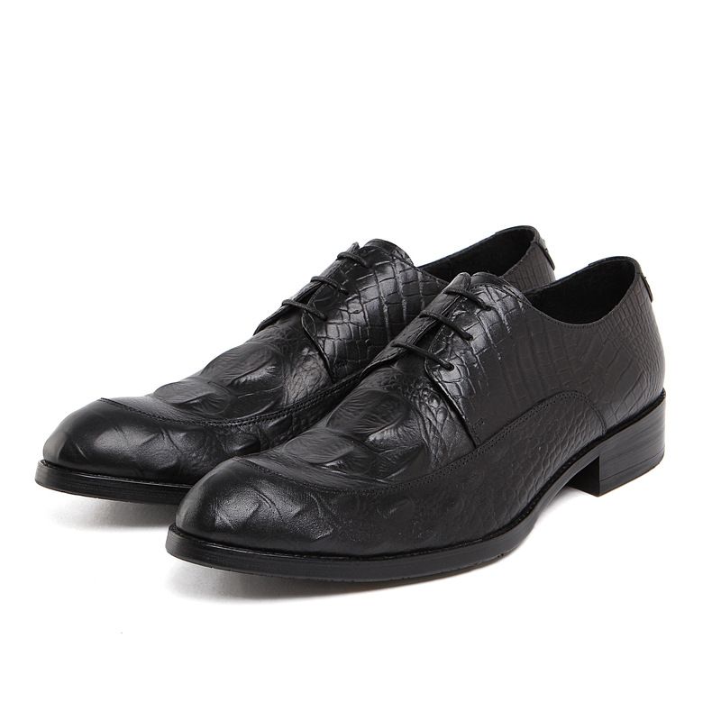 Regal Footwear Men's Pointed Toe Casual British Style Crocodile Pattern Business Formal Leather Cowhide European Low-top Trendy Shoes_voghion.com