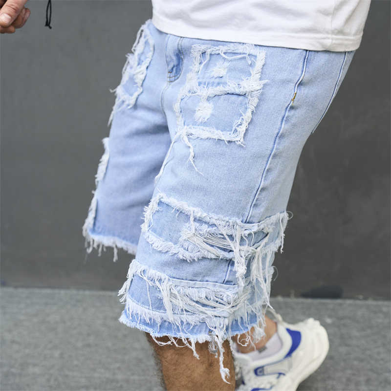 Herreklær casual slim denim small leg quarter bukser personlig trendy jeans_voghion.com
