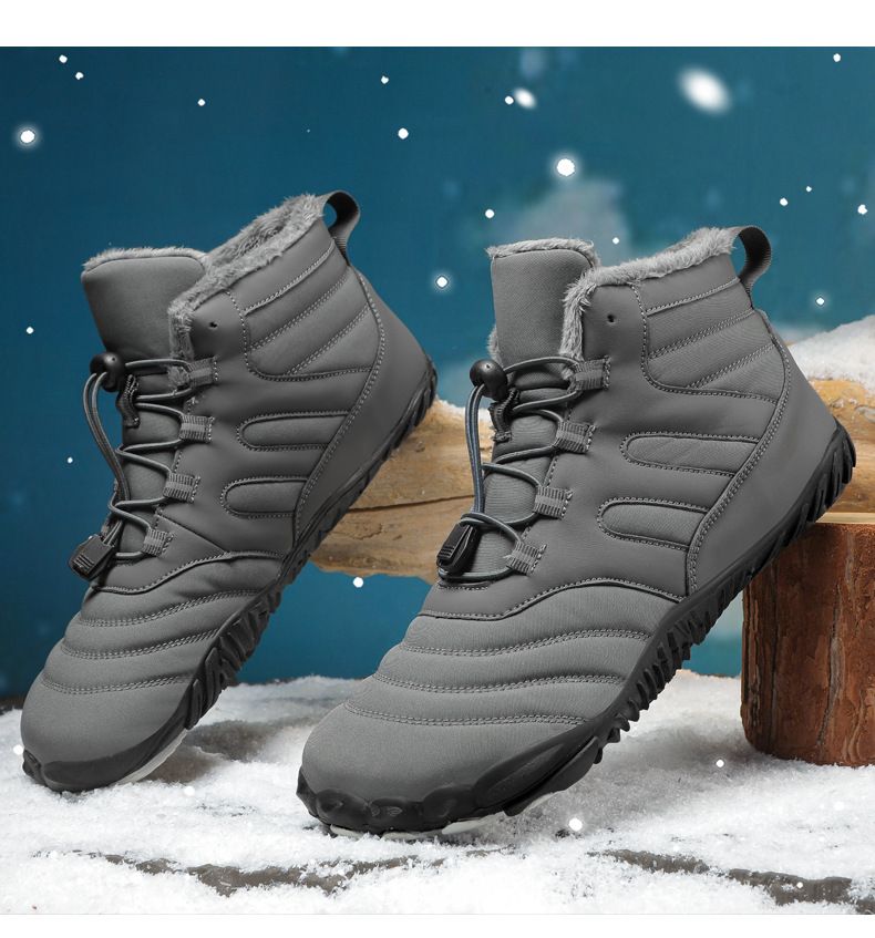 Nauji vyriški, plius dydžio medvilniniai, sustorinti lauko batai, žieminiai zomšiniai sniego batai, moteriški žygio bateliai su aukštais viršutiniais elementais_voghion.com