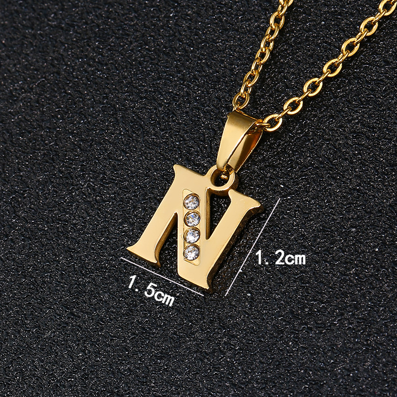 Collana con lettera, per studentessa coreana, semplice, piccola, per coppia di fidanzate, 26 lettere inglesi portafortuna, ciondolo con catena per clavicola_voghion.com