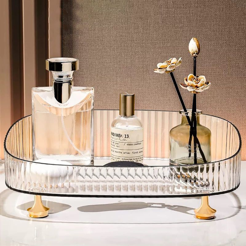 Clear Vanity Tray - Large Cosmetic & Perfume Organizer_voghion.com