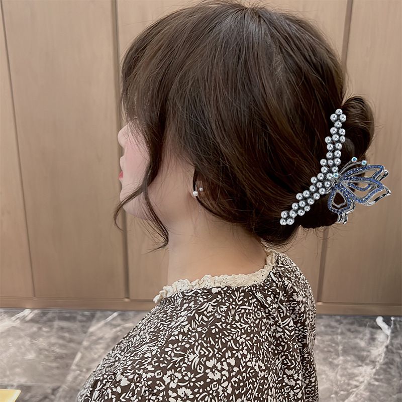 Koreanische Perlengröße, stilvoller Schmetterlingsscheibenclip, Haifischclip am Hinterkopf, mit viel Haar_voghion.com