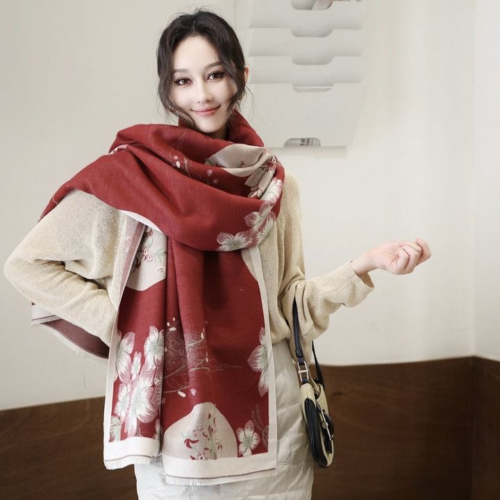 2025 Winter New Imitation Cashmere Printed Scarf Women's High-end Temperament Versatile Warm Shawl Scarf Dual-purpose_voghion.com