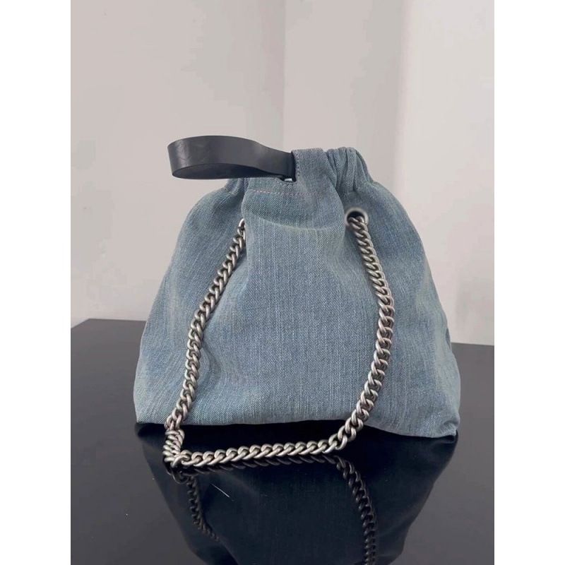 Wash Denim Blue Large Women's 2025 Autumn/Winter New High-end Single Shoulder Bucket Bag Fashionable And Versatile Casual Everyday_voghion.com
