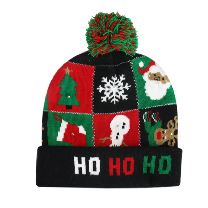 Hat  new style removable battery colorful luminous knitted hat Santa Claus LED light Christmas hat_voghion.com