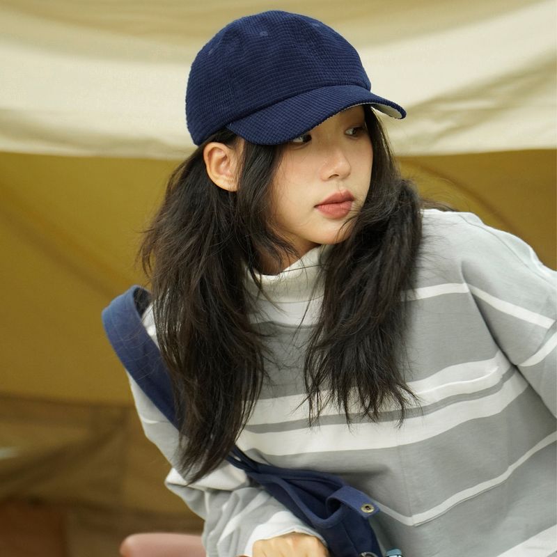 Unisex Trendy Koreanische Version Vielseitiger Basic Baseball Einfarbig Cord Duckbill Cap Paar Lässiger Cooler Hut_voghion.com