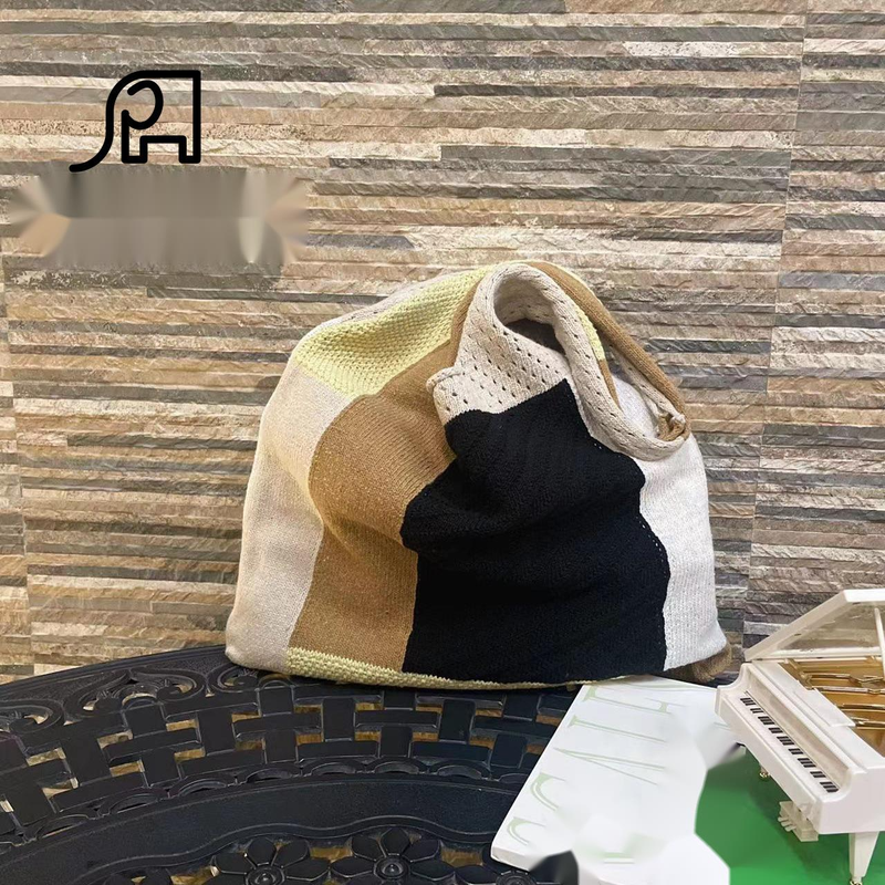 2024 New Hot Selling Simple Retro Splicing Knitted Handheld Shoulder Bag Knitted Bag Versatile Big Bag For Women_voghion.com