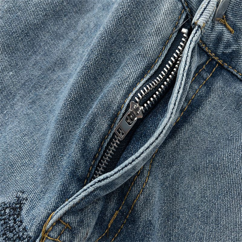 Herrenbekleidung Retro High Street Jeans Splashed Ink Graffiti Splicing Washed Micro Horns Unisex Trendy_voghion.com