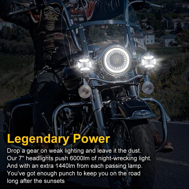 7 inch LED-motorkoplamp voor Harley-Davidson Electra Glide Road King Softail met grootlicht/dimlicht/DRL, superhelder_voghion.com