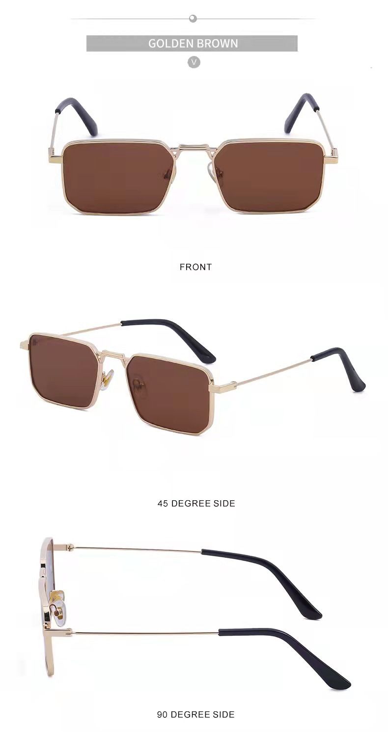 Unisex Sonnenbrille mit quadratischem Rahmen für Herren Steampunk-Sonnenbrille Damenmodetrend Sonnenbrille aus Metall_voghion.com