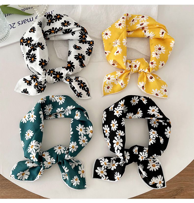 Cotton And Linen Square Scarf Spring And Summer Women, New Korean Version, Fresh Floral Temperament_voghion.com