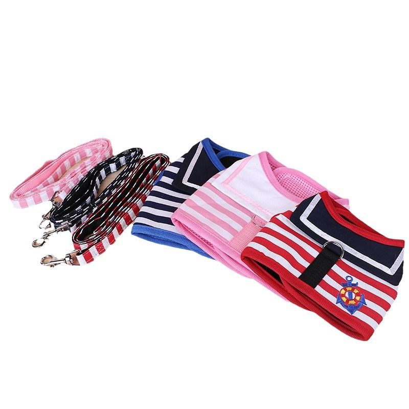 Pet Supplies Navy Style Dog Leash Dual-use Vest-style Teddy Poodle Chest Harness_voghion.com