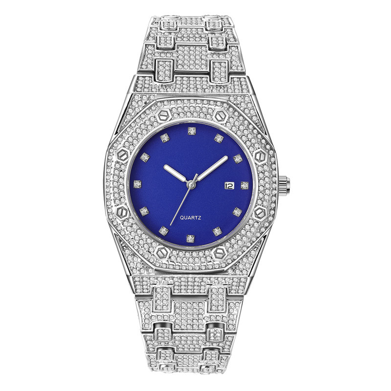 Instagram niche luxury style men's hip-hop diamond inlaid giant sparkling calendar quartz watch for men_voghion.com