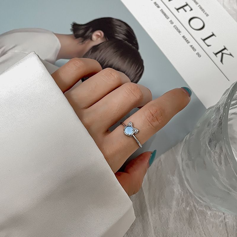 Pronto Stock yunday Anelli per gatti carini per donne e ragazze Zircone Anello regolabile Accessori alla moda Gioielli color argento Regalo_voghion.com