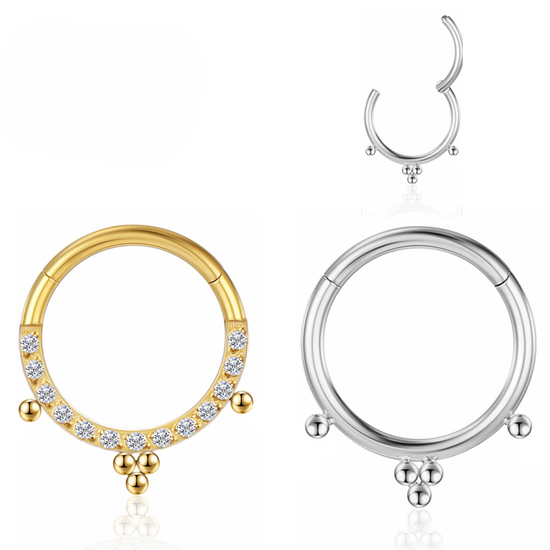 F136 Anneau de nez en titane Piercing septum Cartilage Clicker Tragus 16G Boucles d'oreilles créoles Zircon Bijoux de corps pour Labret Vente en gros_voghion.com