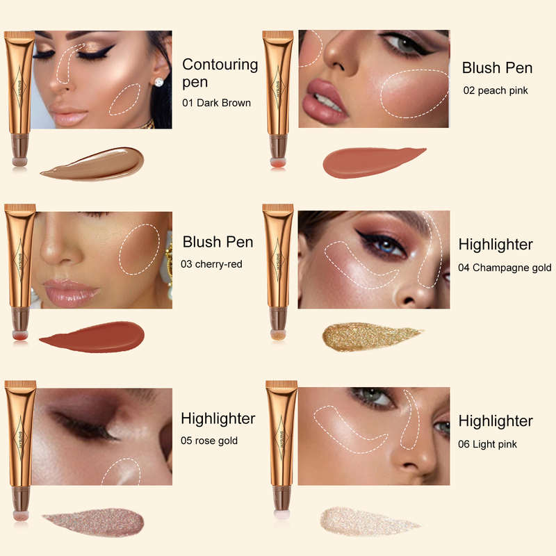 Multi-functional Makeup Pen Solid Liquid Contour Facial Blush Contour Highlighter Makeup Stick_voghion.com