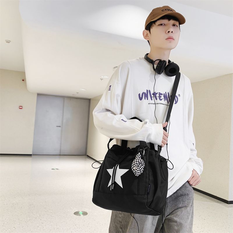 Pentagram Prints Nylon Fabric Crossbody Bags For Women Splash-proof Unisex Handbag Big Capacity Shopper Shoulder Bucket_voghion.com